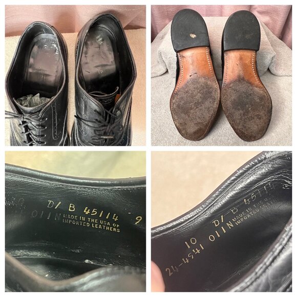 Johnson & Murphy Men Black Leather Oxford Wingtip Dress Shoes Size 10 D USA Made - Picture 12 of 16